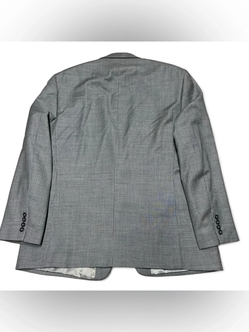 Calvin Klein 46R Gray Wool Check Two-Button Sport Coat Blazer Jacket Formal